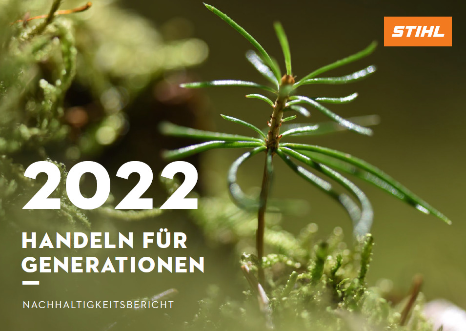 Forsidebilde av STIHLs bærekraftsrapport 2022